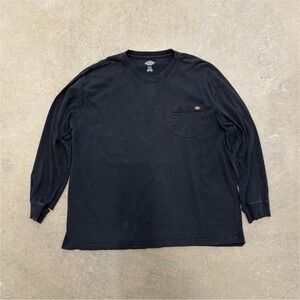 Dickies Black Cotton Long Sleeve Work Shirt 2XL WL450 Chest Pocket